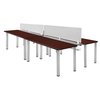 Kee Desking Regency Kee 60 x 24 in. 4 Person Workstation Desk with Privacy Divider- Mahogany Top, Chrome Legs MBSPD12024MHBPCM
